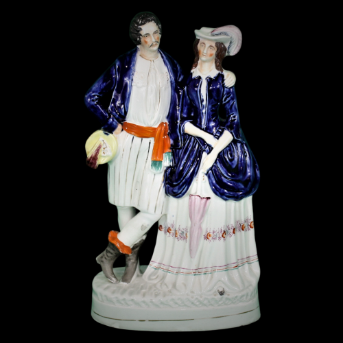 19th Century Staffordshire Flat Back of a Man and Woman image-1
