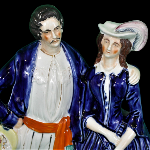 19th Century Staffordshire Flat Back of a Man and Woman image-2