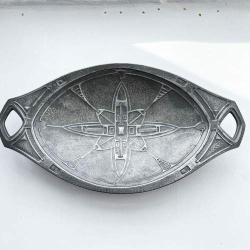Art Nouveau English Pewter Dish by Hutton of Sheffield image-1