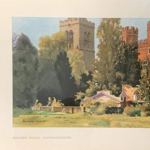 Original Railway Carriage Print Buckden Palace Huntingdonshire image-2