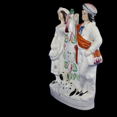 19th Century Staffordshire Pottery Figures with a Clock image-2