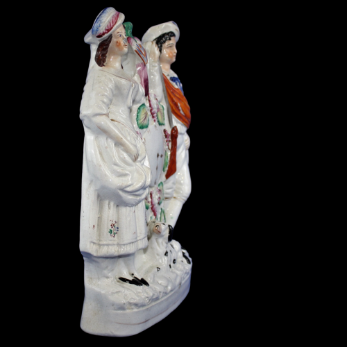 19th Century Staffordshire Pottery Figures with a Clock image-4