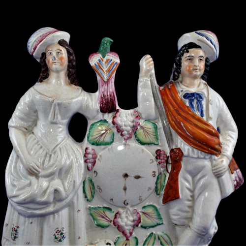 19th Century Staffordshire Pottery Figures with a Clock image-5
