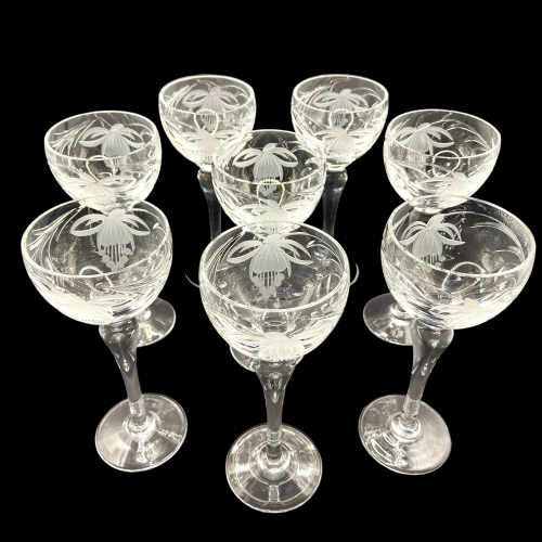 Royal Brierley Crystal Cut Glass Set of Eight Hock Wine Glasses image-1