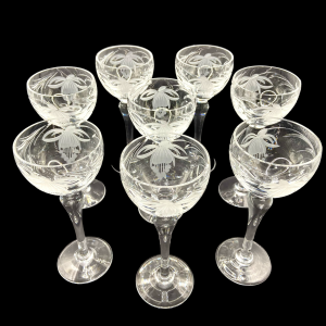 Royal Brierley Crystal Cut Glass Set of Eight Hock Wine Glasses
