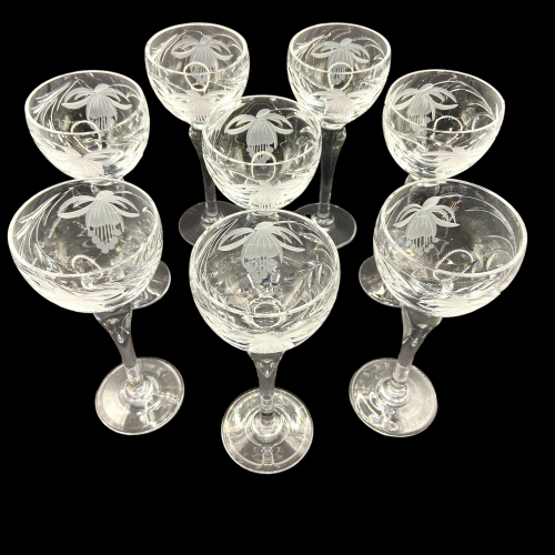 Royal Brierley Crystal Cut Glass Set of Eight Hock Wine Glasses image-2
