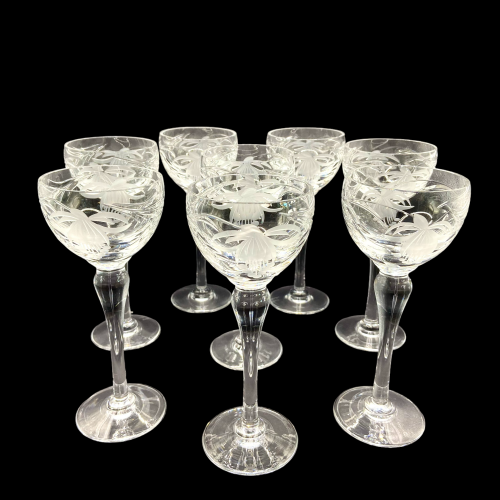 Royal Brierley Crystal Cut Glass Set of Eight Hock Wine Glasses image-4
