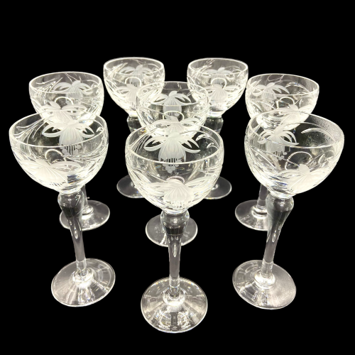 Royal Brierley Crystal Cut Glass Set of Eight Hock Wine Glasses image-6