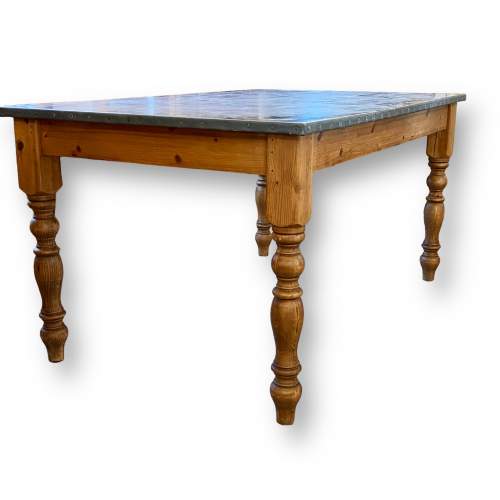 Zinc Topped Pine Dining Table image-2