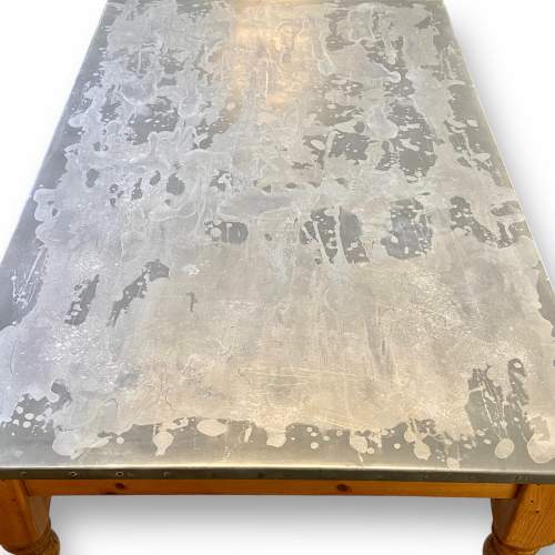 Zinc Topped Pine Dining Table image-3