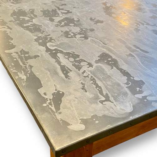 Zinc Topped Pine Dining Table image-4