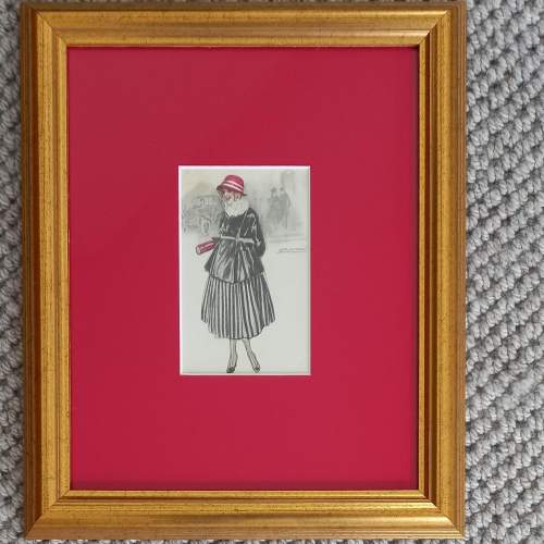 A Framed Early 20thC Original Italian Postcard by Achille Mauzan image-1
