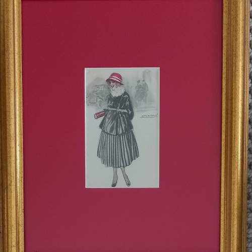 A Framed Early 20thC Original Italian Postcard by Achille Mauzan image-2
