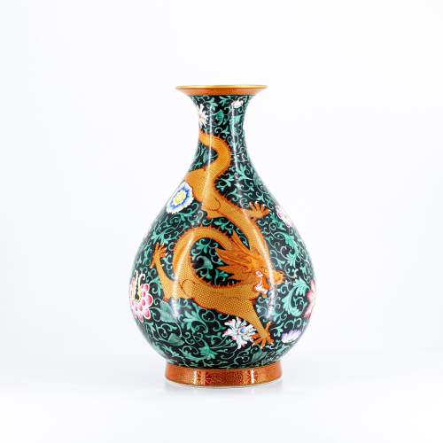 A Chinese 20th Century Yuhuchunping Dragon Vase image-1