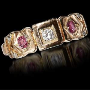 Antique 18ct Gold Ruby and Diamond Ring