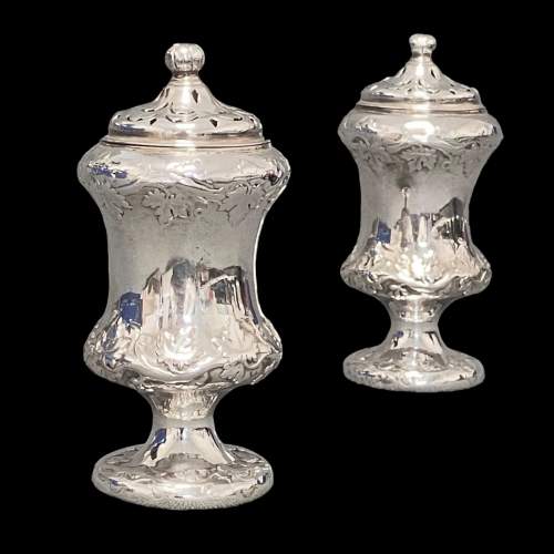 Antique Anglo Indian Pair of Silver Salts by Hamilton & Co image-1