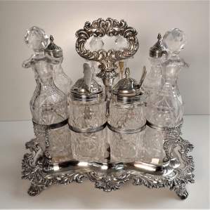 Impressive 19th Century Complete Rococo 8 Bottle Table Cruet
