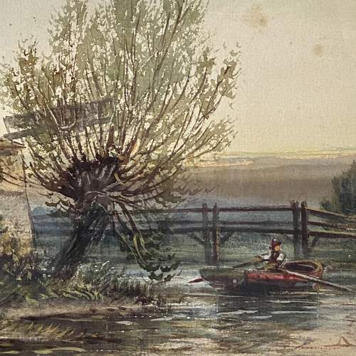William Knox Windmill and Rowing Boat Watercolour Painting image-2