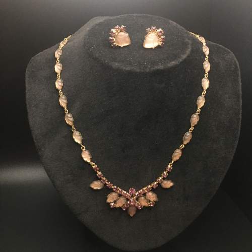 Rare Vintage Costume Necklace and Earring Set image-4