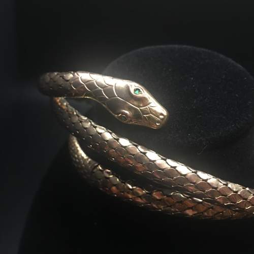 Rare Vintage 1950s Rolled Gold Snake Statement Choker image-1