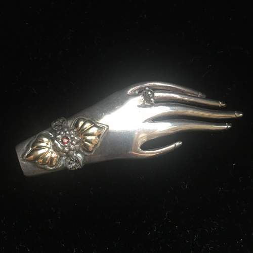 Vintage Silver and Gold Rare Hand Brooch image-2