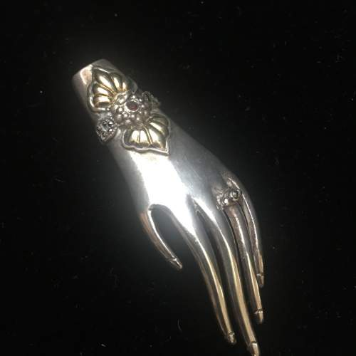 Vintage Silver and Gold Rare Hand Brooch image-3