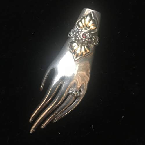 Vintage Silver and Gold Rare Hand Brooch image-4