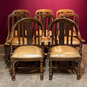 Set of Eight Oak Dining Chairs