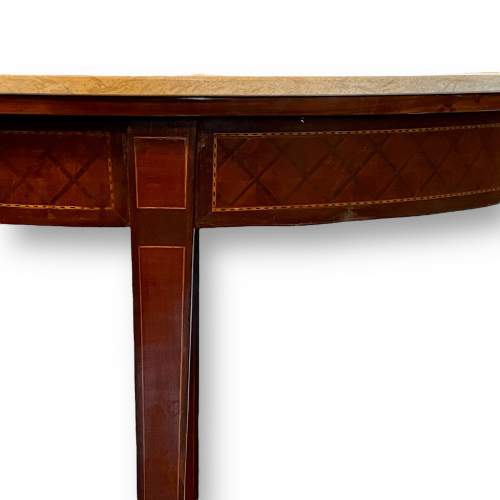French Inlaid Mahogany Marble Top Console Table image-4