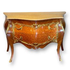 French Marquetry Inlaid Serpentine Chest of Drawers