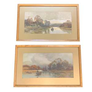 Pair of Early 20th Century Riverscape Watercolour Paintings