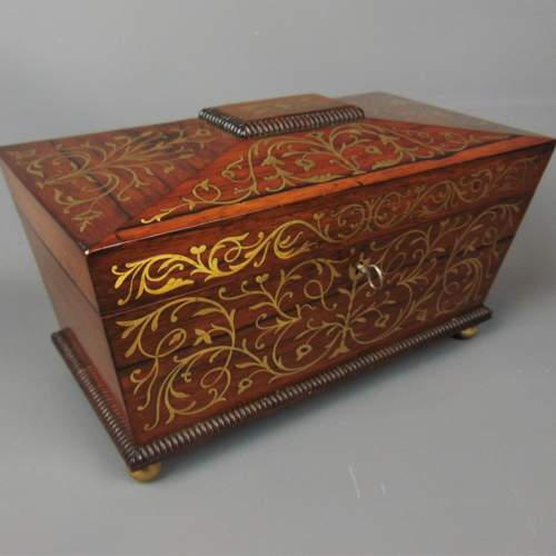 A Fine Rosewood Tea Caddy having Intricate Brass Inlay image-2
