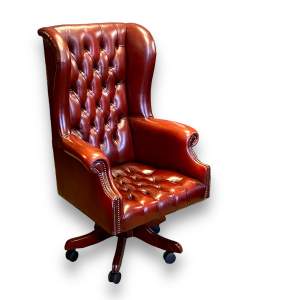 Leather Studded High Back Chesterfield Office Chair
