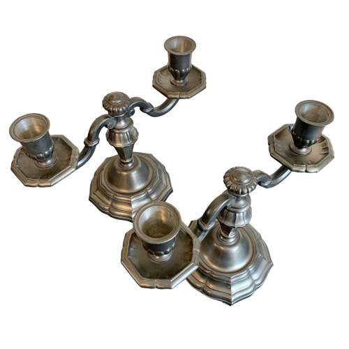 Pair of French Pewter Candelabra image-1