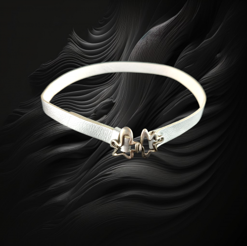 Georg Jensen Splash Silver & White Leather Necklace image-1