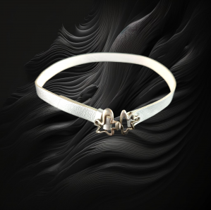 Georg Jensen Splash Silver & White Leather Necklace