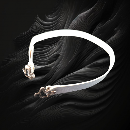 Georg Jensen Splash Silver & White Leather Necklace image-2