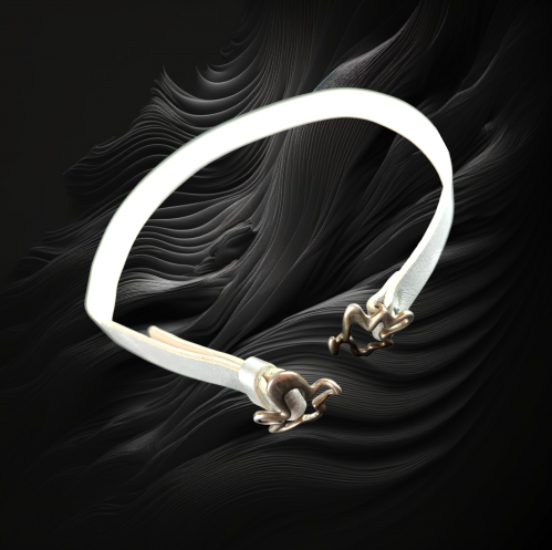 Georg Jensen Splash Silver & White Leather Necklace image-4