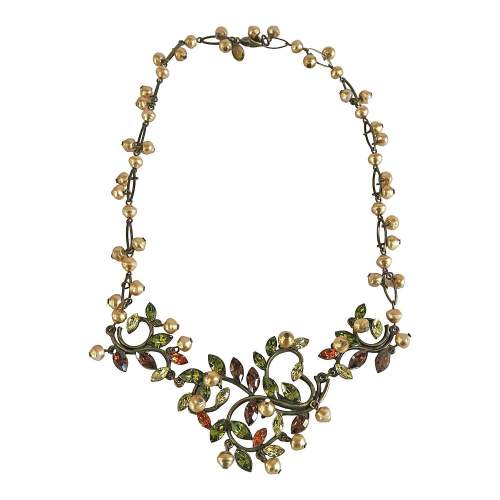 Vintage Sweet Romance USA Baroque Crystal Costume Necklace image-1