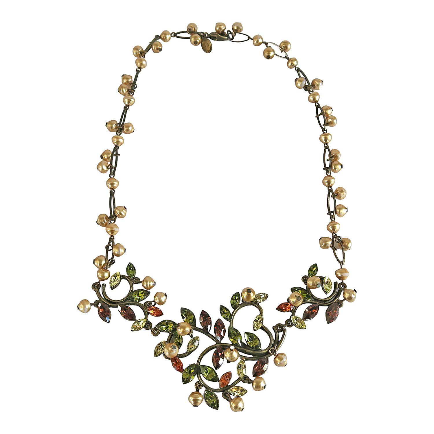 L'Eternité necklace: Gold plated baroque and couture costume jewelry
