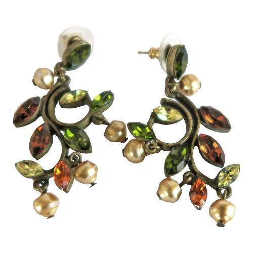 Vintage Sweet Romance USA Baroque Crystal Costume Earrings image-1