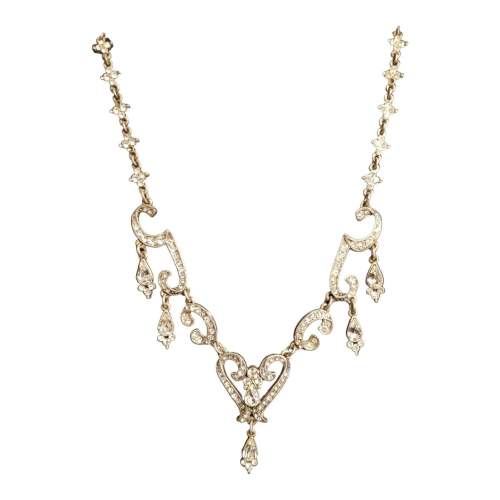 Vintage Sweet Romance USA Art Nouveau Crystal Costume Necklace image-1