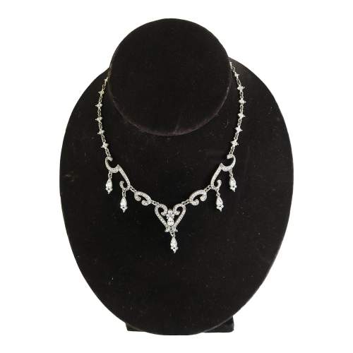 Vintage Sweet Romance USA Art Nouveau Crystal Costume Necklace image-2