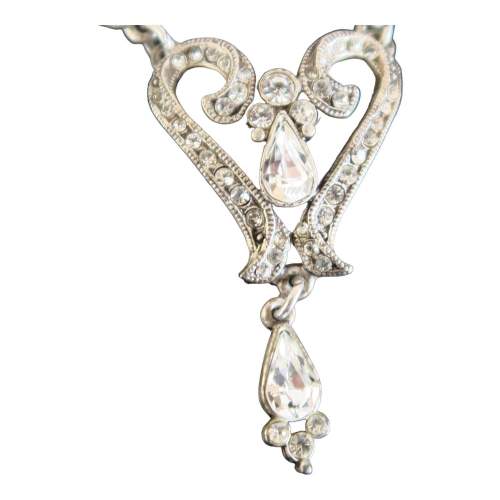 Vintage Sweet Romance USA Art Nouveau Crystal Costume Necklace image-3