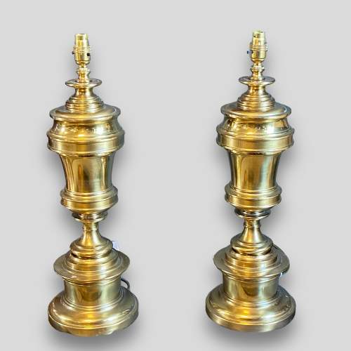 Pair of 20th Century Brass Plated Lamps image-1