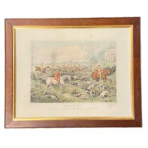 H Aiken Coloured Hunting Engraving Drawing the Cover