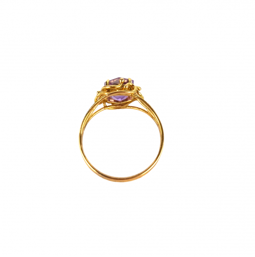 Unusual 14ct Gold Amethyst Ring image-1
