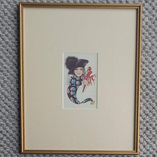 Framed Early 20thC Italian Postcard Signed by Giovanni Nanni image-1
