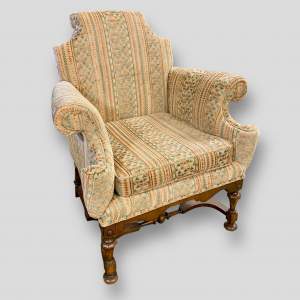 Unusual Low Back Queen Anne Style Armchair