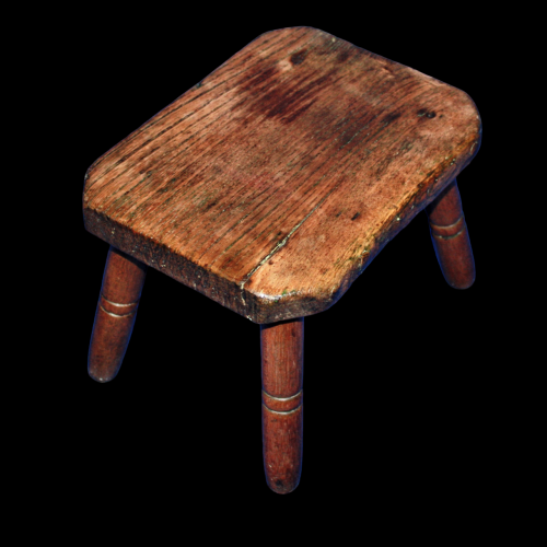 Country Made Footstool on Turned Legs image-1